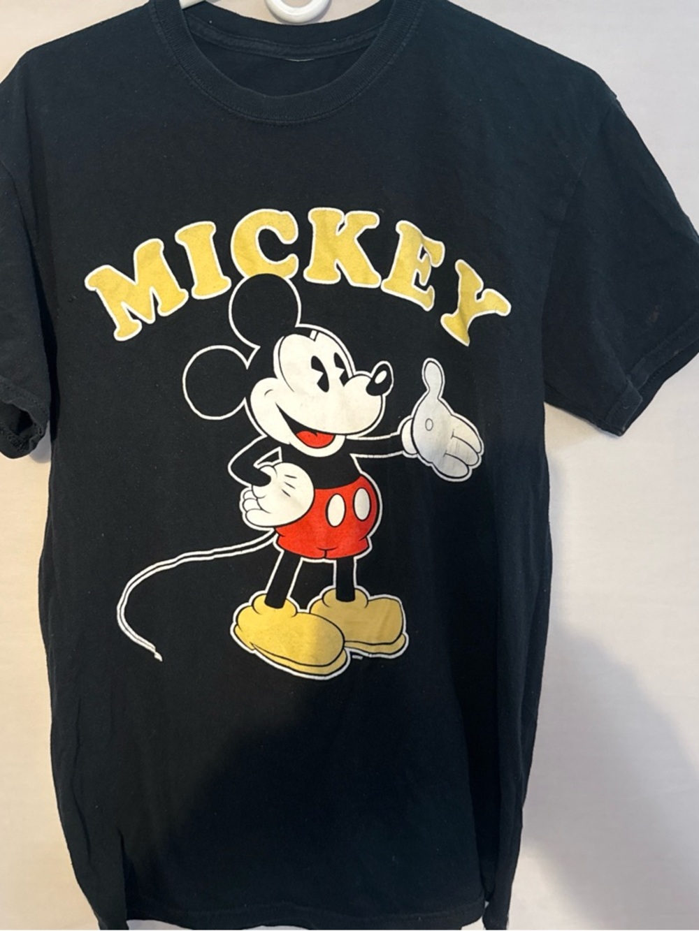 Disney Black T-Shirt with Yellow Red Mickey Graphic
